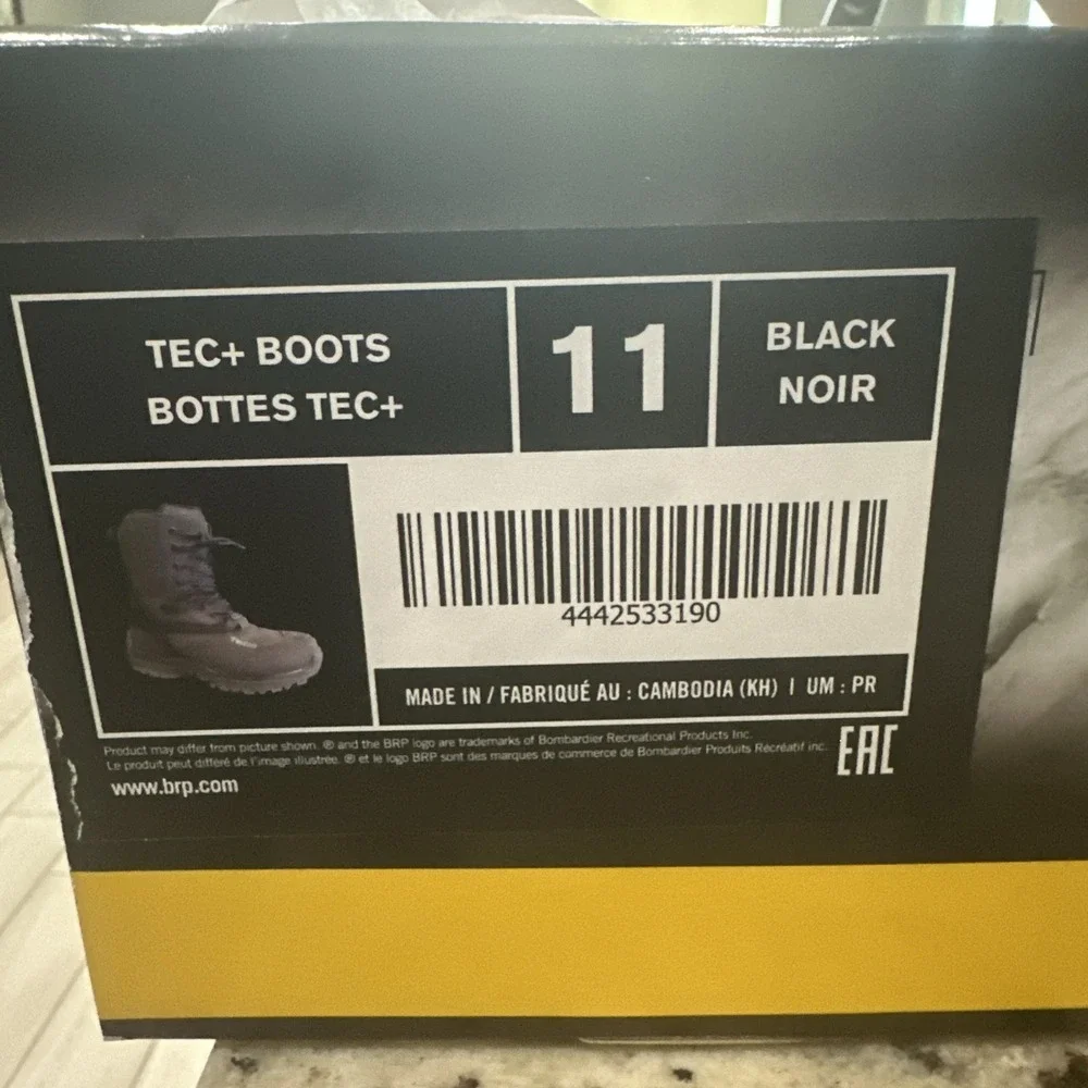 NEW BRP Ski-Doo TEC+ Outdoor Snow Boots Black Waterproof Size 11